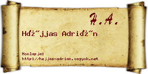 Héjjas Adrián névjegykártya